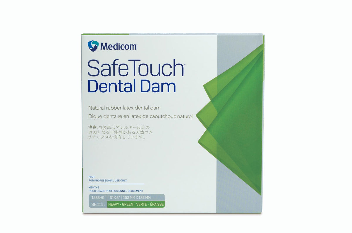 Medicom Dental Dam 5&quot; x 5&quot; Mint Medium Green Thin 52/Pack