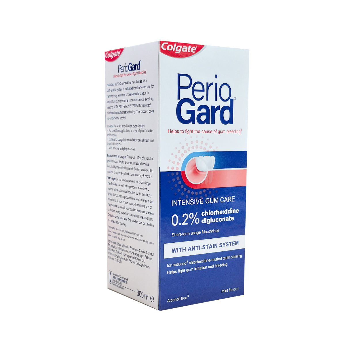 Colgate PerioGard 0.2% Mouthrinse (With Anti-Stain System) 1 Dozen; 300ml/Bottle 12 Bottles/2 Cartons