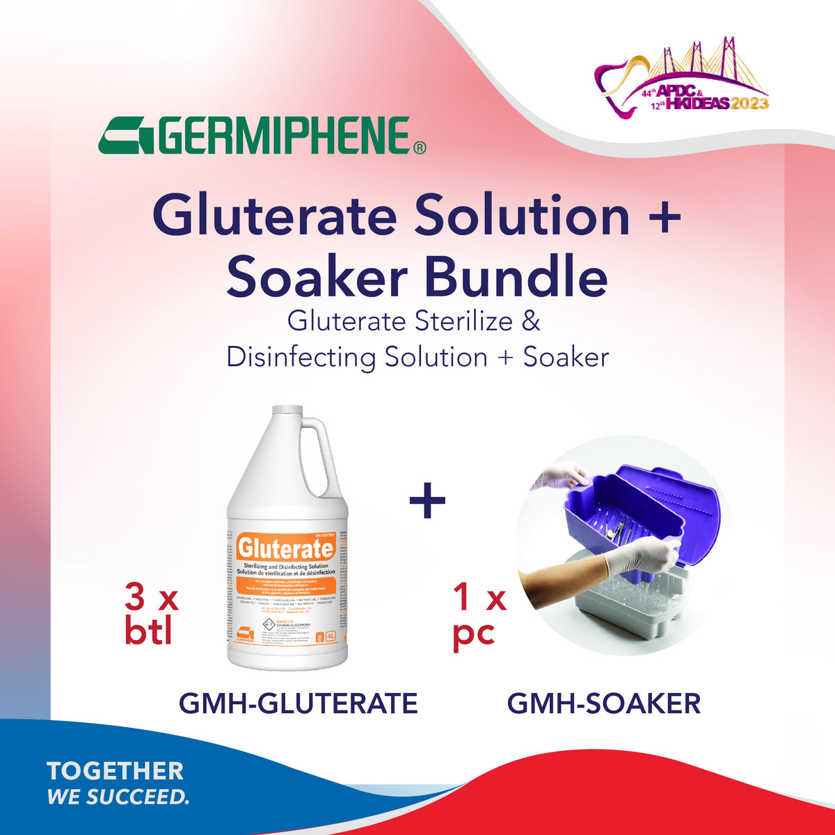 [HKIDEAS] Germiphene Gluterate Sterilizing and Disinfecting Solution*3 + Steri-Soaker*1 Tray Bundle Offer