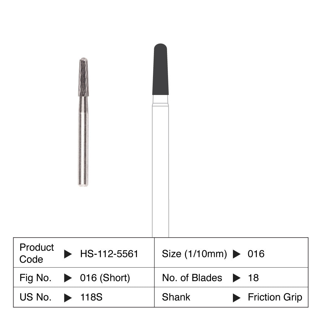HS Carbide Bur Non-Sterile Orthodontic Friction Grip - 18 Blade 5/Pack
