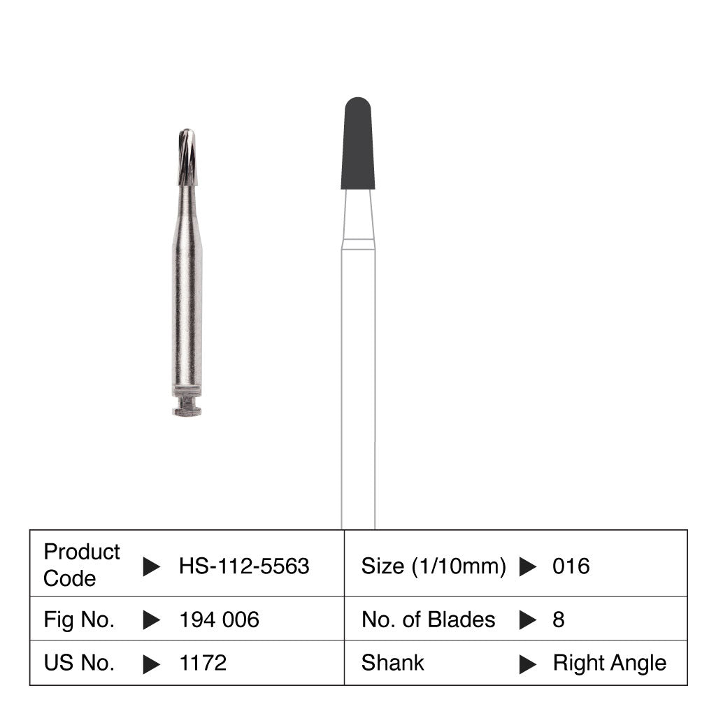 HS Carbide Bur Non-Sterile Orthodontic 8 Blade 1172 5/Pack