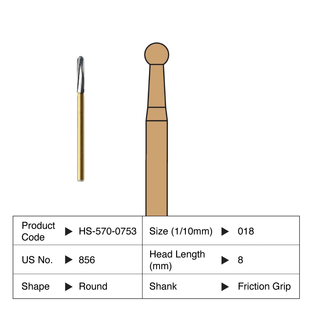 HS Carbide Bur Crown Cutter Preparation Friction Grip 5/Pack