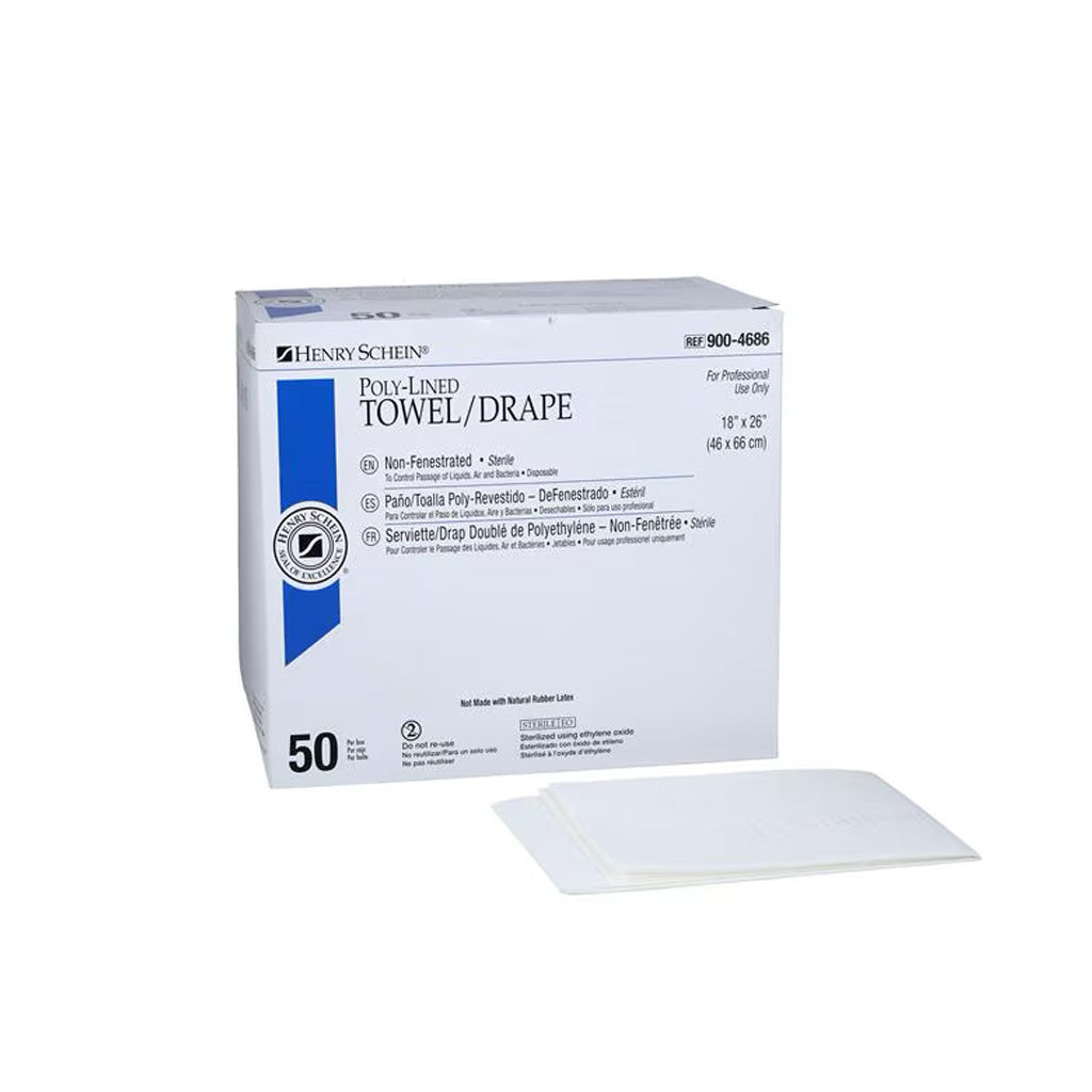 HS Surgical Drape Non-Fenestrated 18x26&quot; 3-Ply White Sterile 50/Box