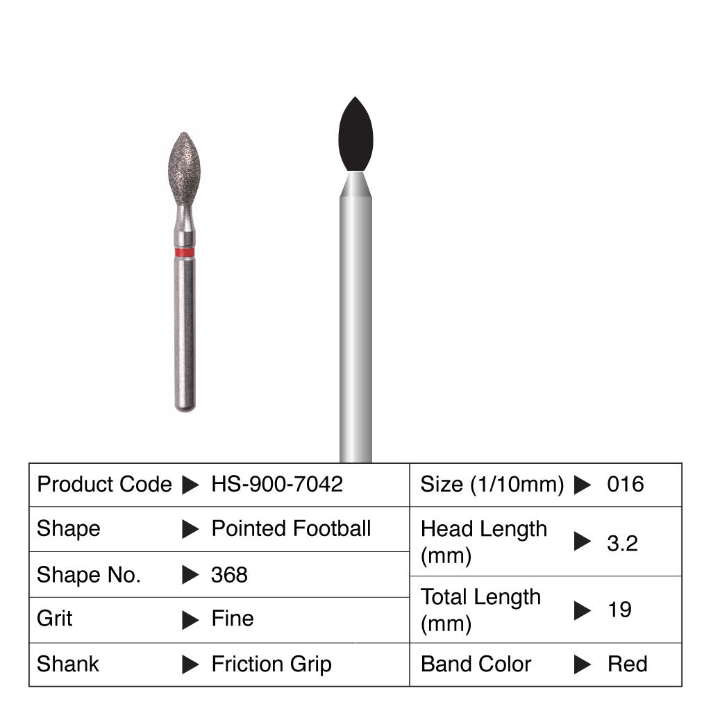 HS Maxima Diamond Bur Friction Grip 5/Pack - Pointed Football, Football