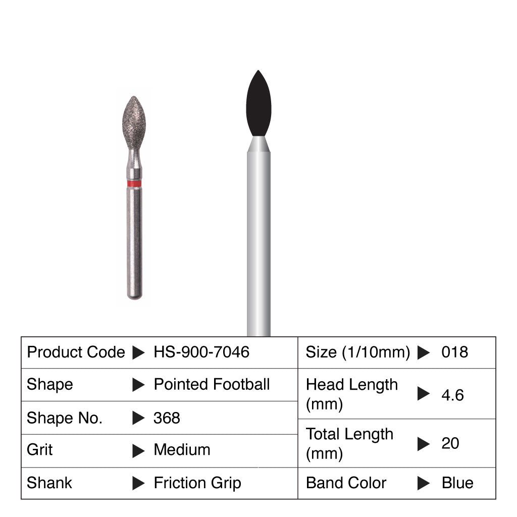 HS Maxima Diamond Bur Friction Grip 5/Pack - Pointed Football, Football -NEW