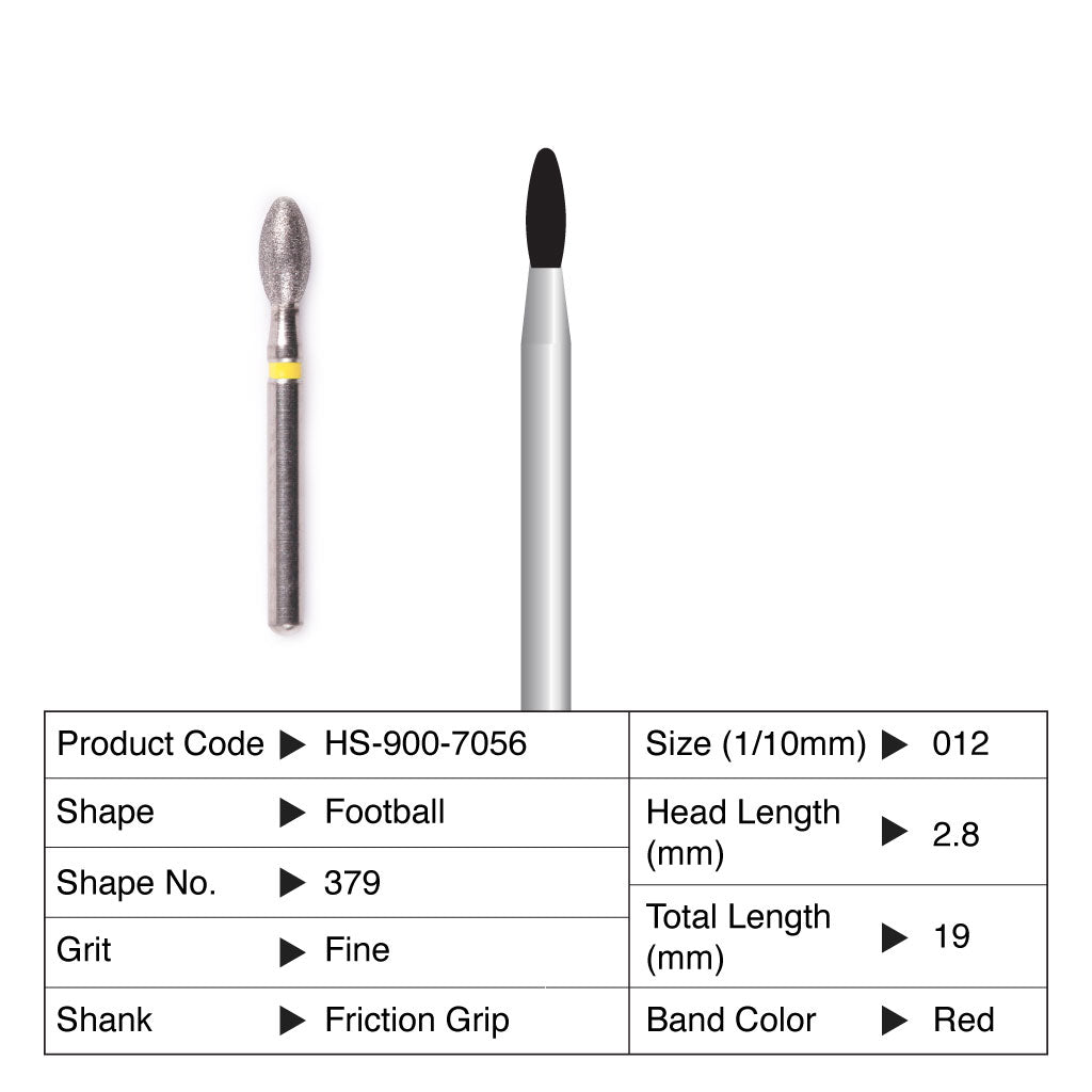 HS Maxima Diamond Bur Football Friction Grip Fine 379-012F 5/Pack
