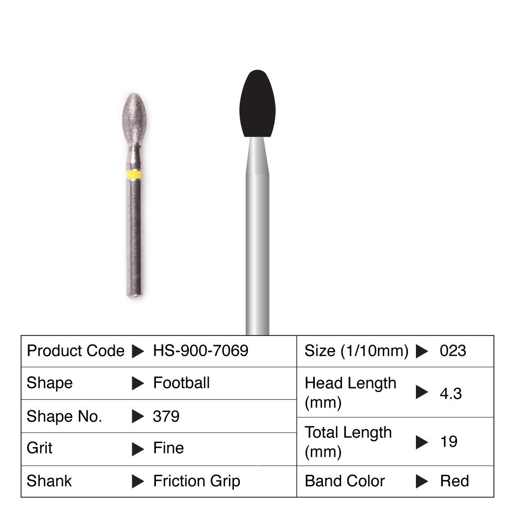 HS Maxima Diamond Bur Friction Grip 5/Pack - Pointed Football, Football -NEW