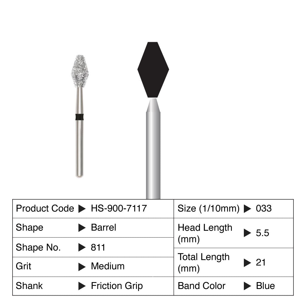 HS Maxima Diamond Bur Friction Grip 5/Pack - 811 Barrel