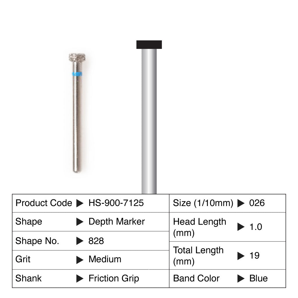 HS Maxima Diamond Bur Friction Grip 5/Pack - 828 834 Depth Marker