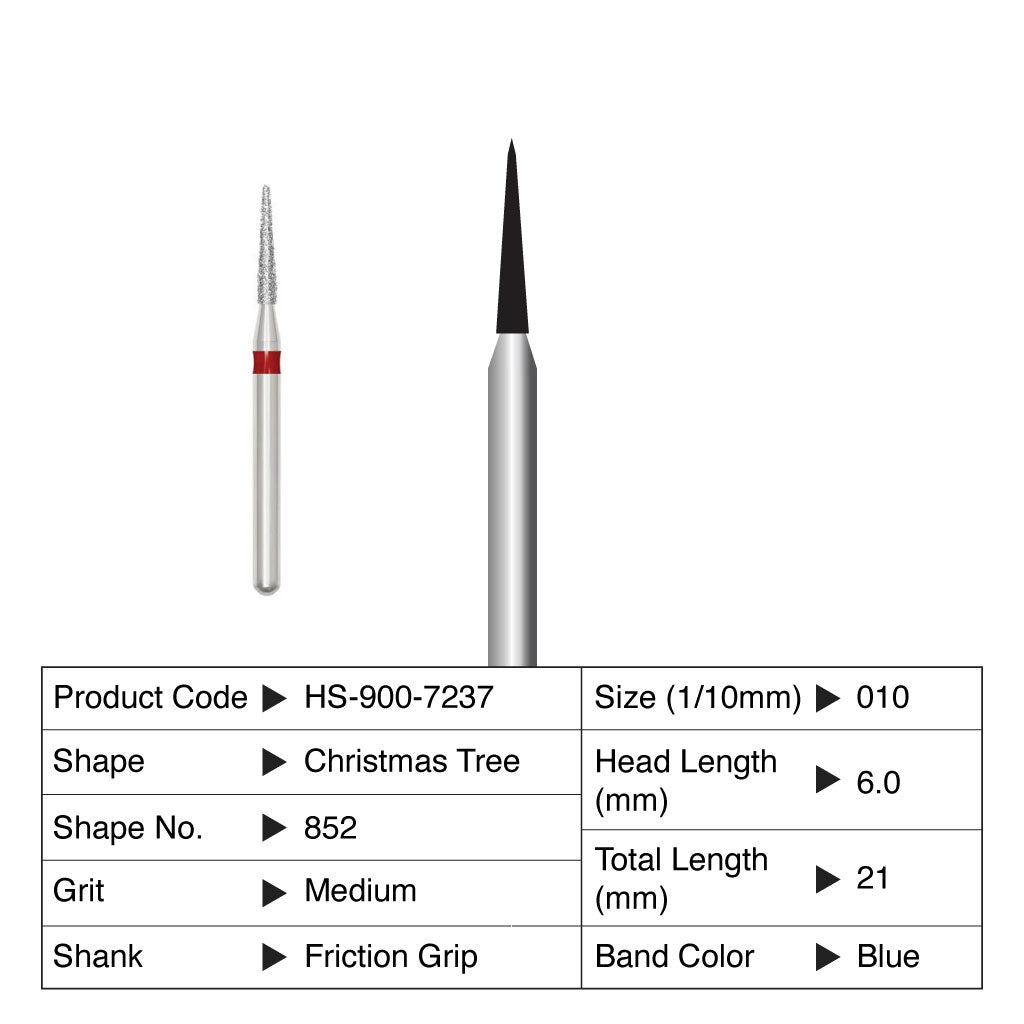 HS Maxima Diamond Bur Friction Grip 5/Pack - 852 Christmas Tree