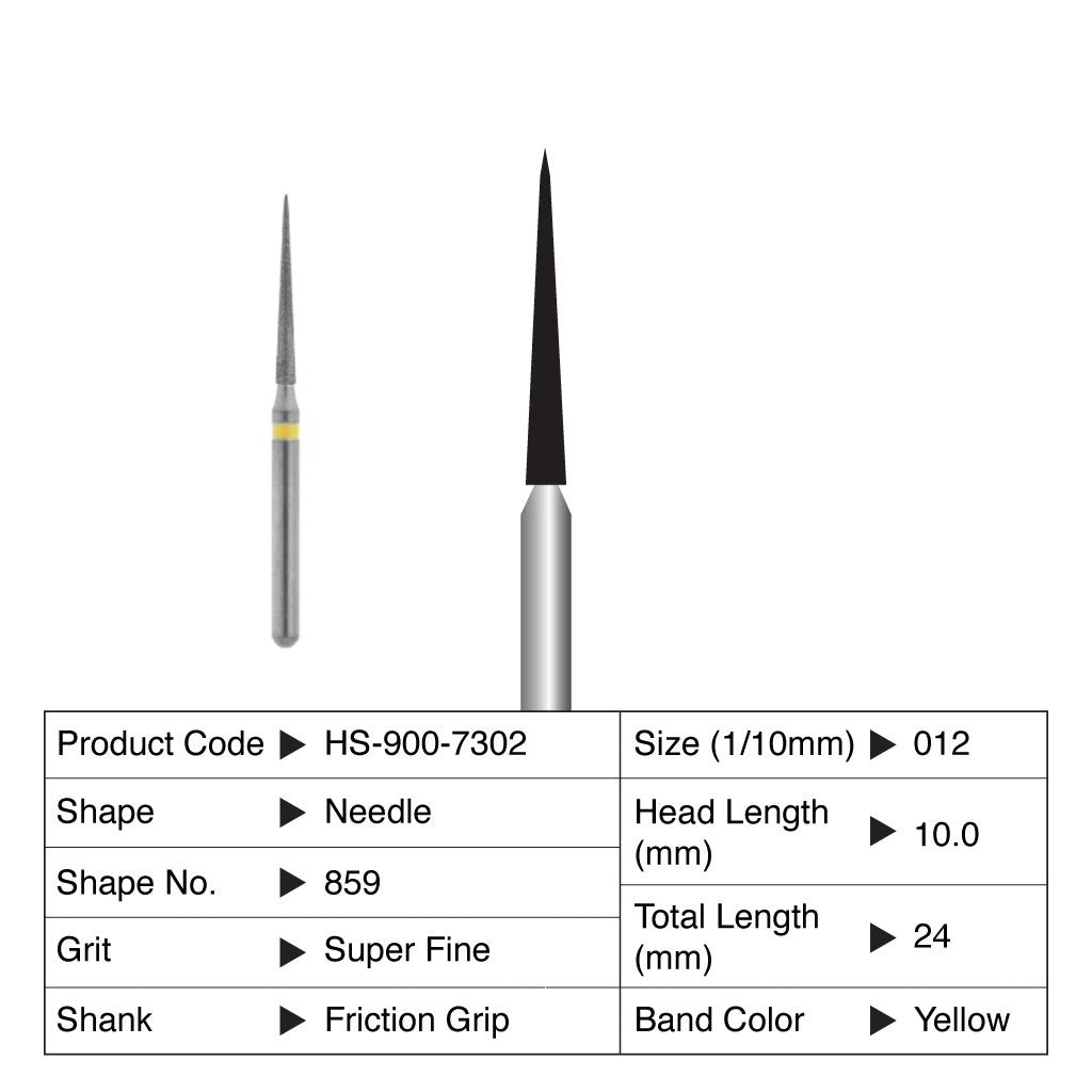 HS Maxima Diamond Bur Needle Friction Grip Super Fine 859-012SF 5/Pack