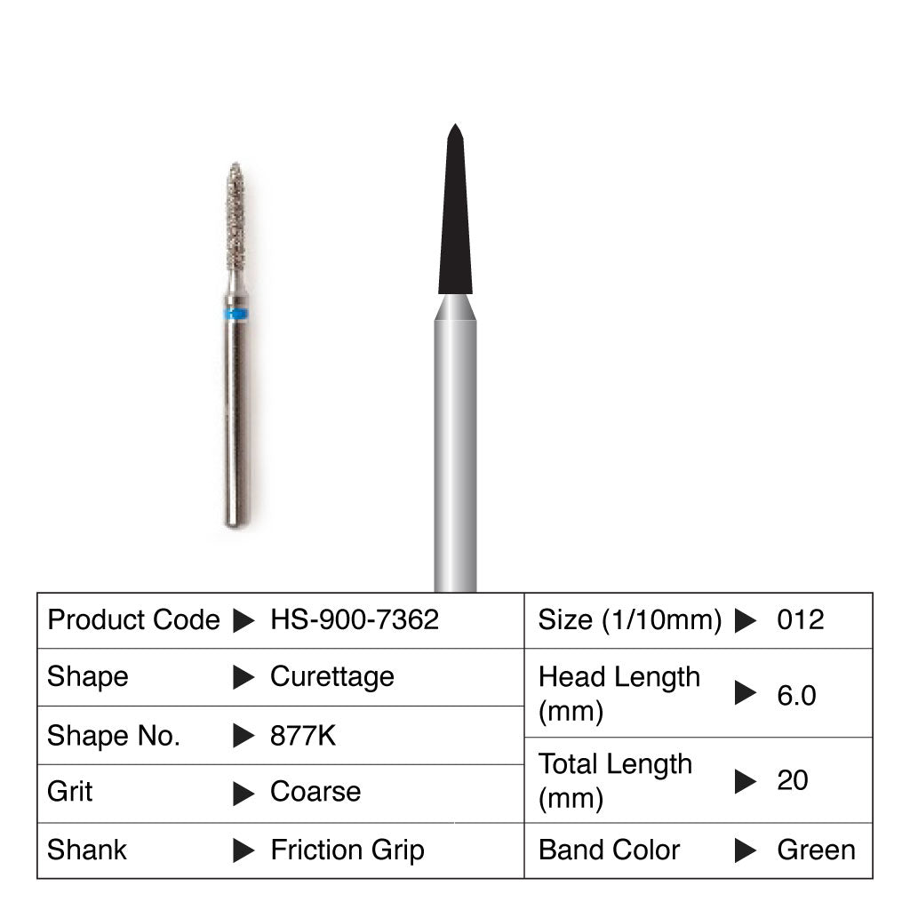 HS Maxima Diamond Bur Friction Grip 5/Pack - 877K 878K 879K Curettage