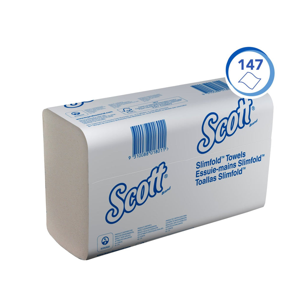 Scott® Slimfold™ Folded Paper Hand Towels - 12 Clips x 147 White Paper Towels