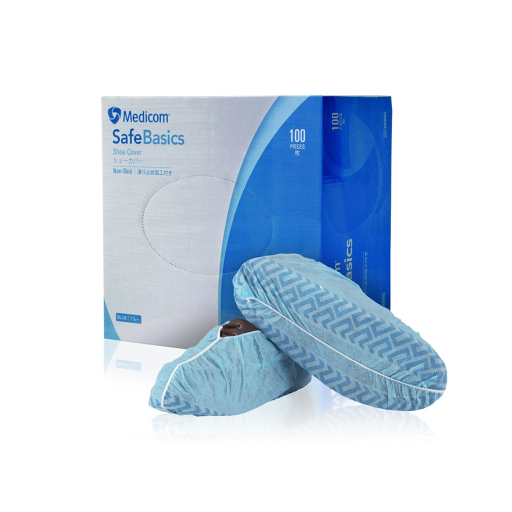 Medicom Safebasics Shoe Cover Non Skid Blue 100/box