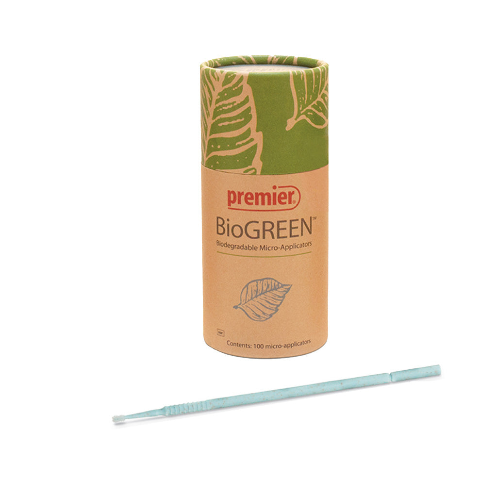Premier BiOGREEN™ Biodegradable Micro-Applicators Fine Blue 100&#39;s/pack