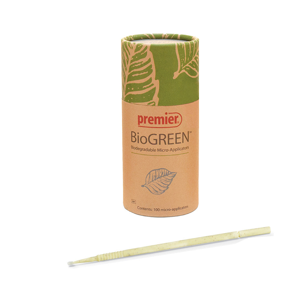 Premier BiOGREEN™ Biodegradable Micro-Applicators Super Fine Yellow 100&#39;s/pack