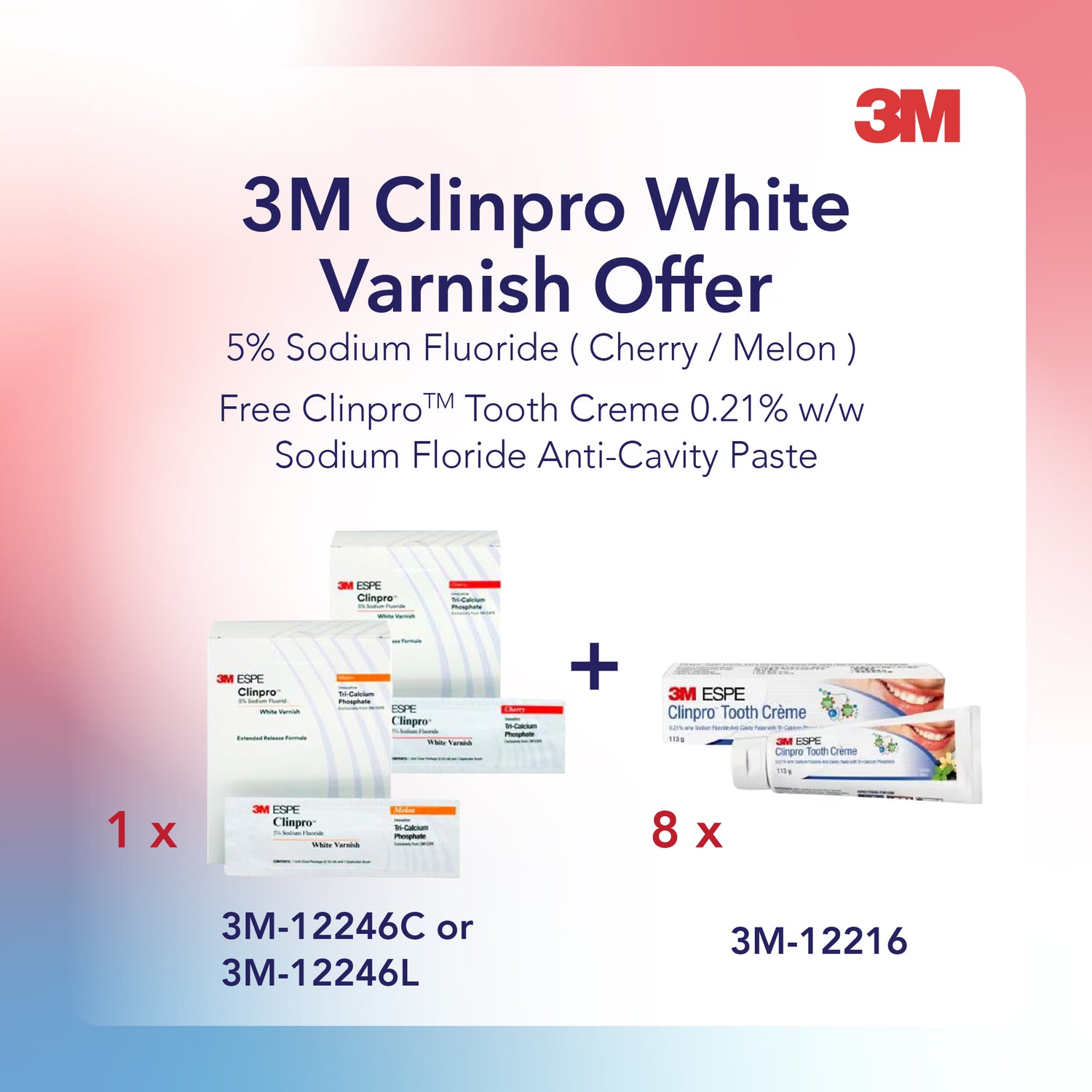 3M Clinpro White Varnish 5% Sodium Fluoride Varnish Melon 100/Box