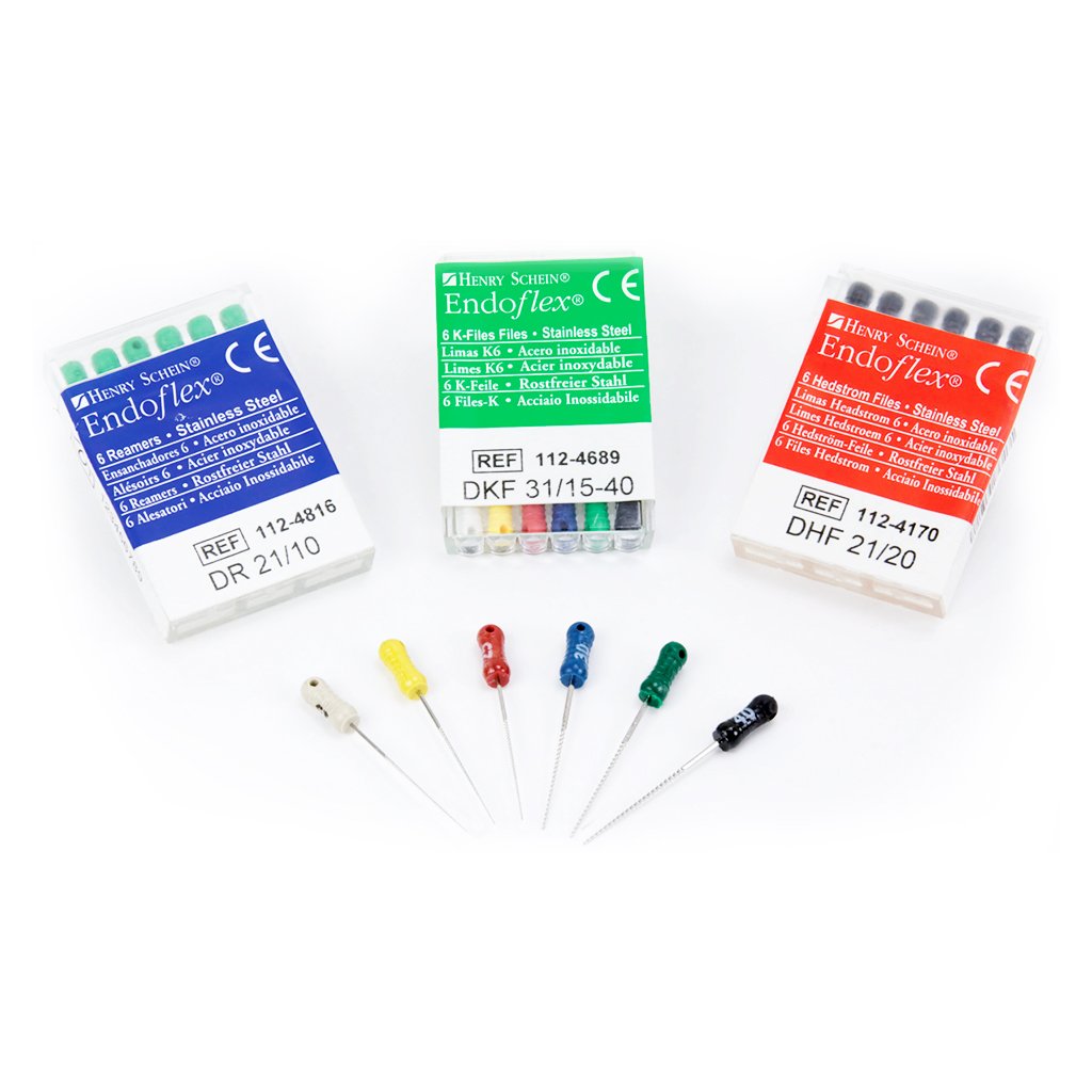 HS Endoflex K-File Size 45-80 25mm Stainless Steel Assorted 6/Box