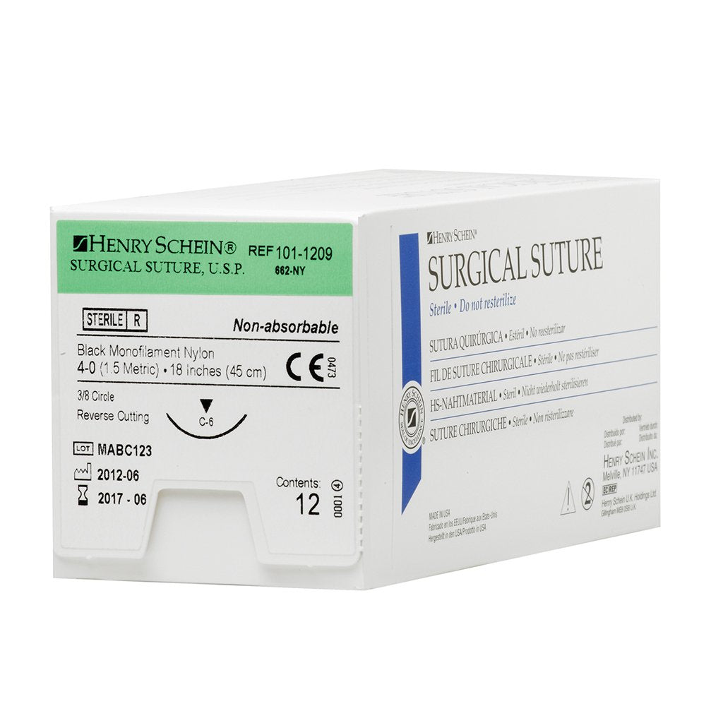 HS Suture 4-0 Nylon C-6 Black 18" Monofilament 12/Box