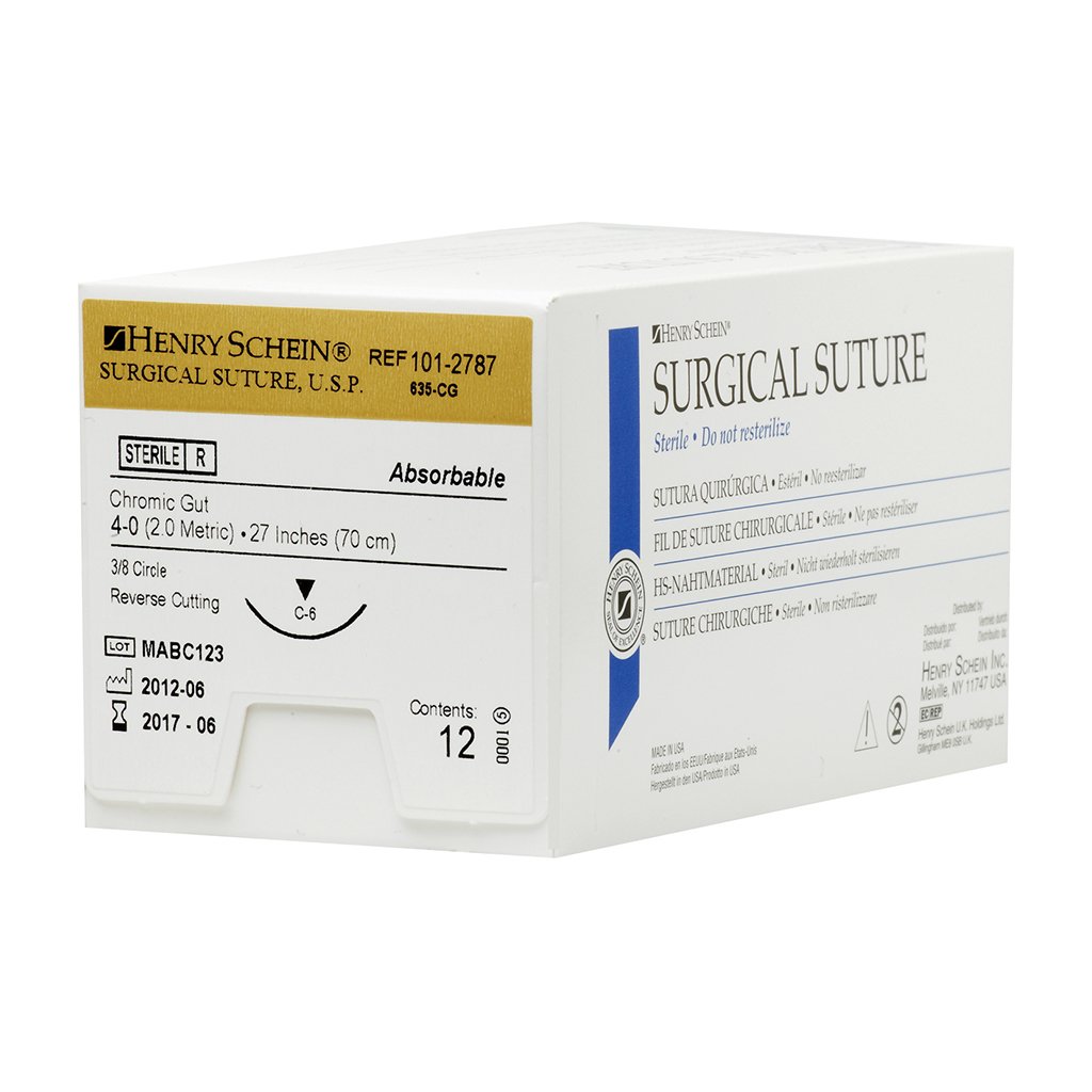 HS Suture 4-0 Chromic Gut C-6 Undyed Beige 27" Monofilament 12/Box