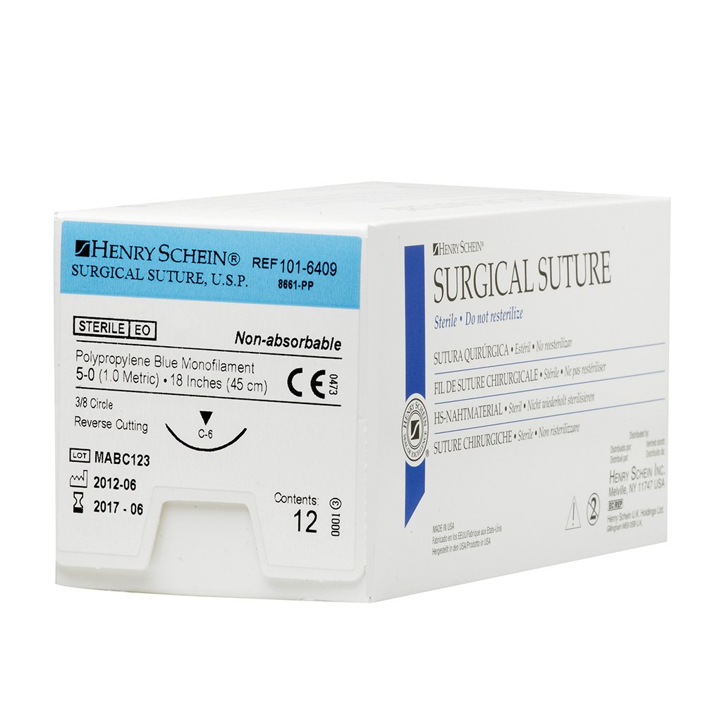 HS Suture 5-0 Polypropylene C-6 Blue 18" Monofilament 12/Box