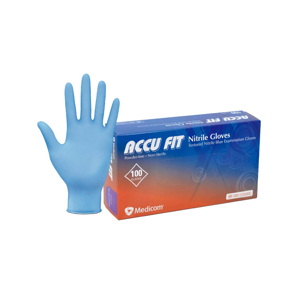 Medicom Accufit Nitrile Blue Gloves (100's/Bx)
