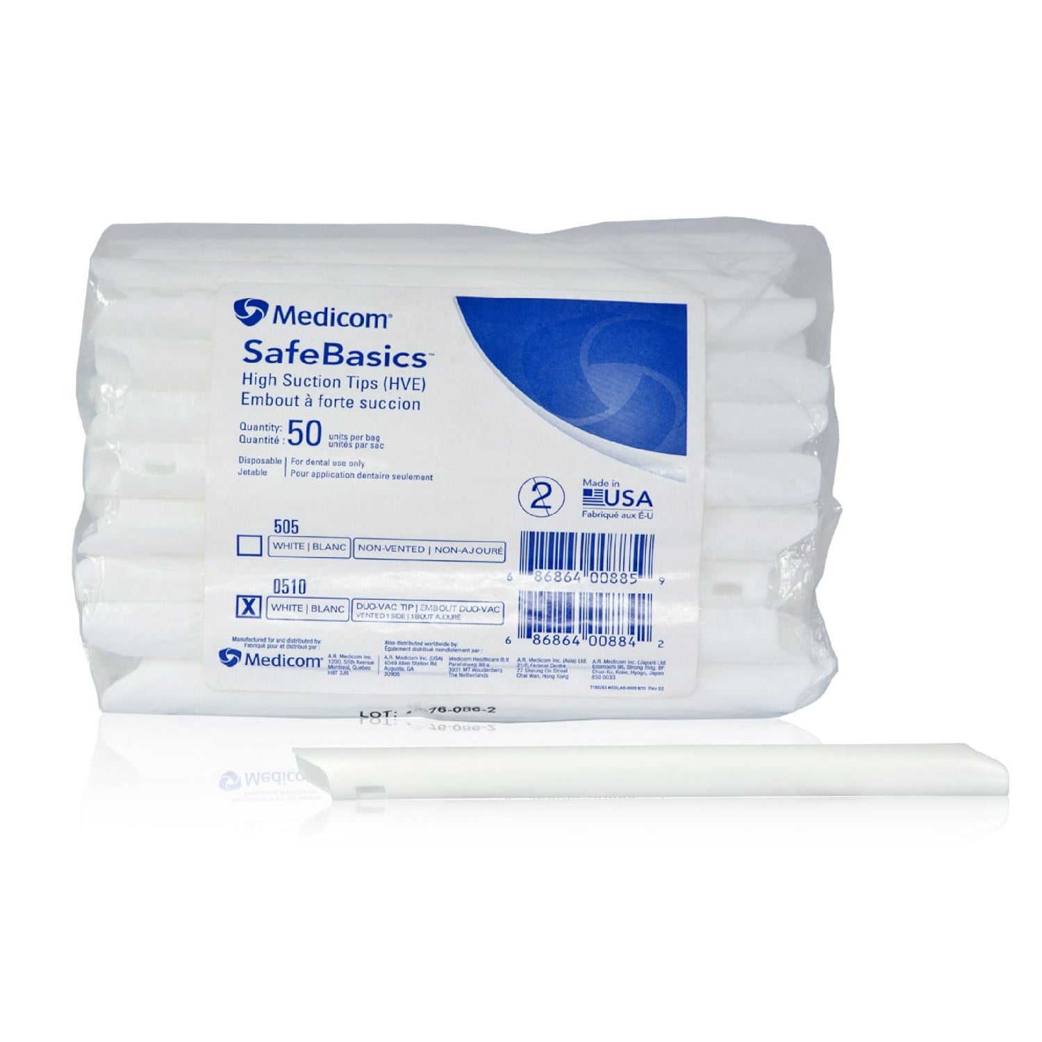 Medicom SafeBasics High Volume Suction Tip Vented 'S' 20 Packs/Case