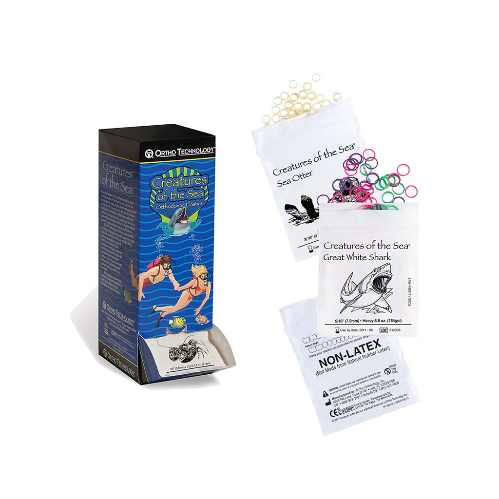 Ortho Technology Latex Elastics-Sea Otter, 3/16", 4.5oz Medium, 50x100Pcs/Pack