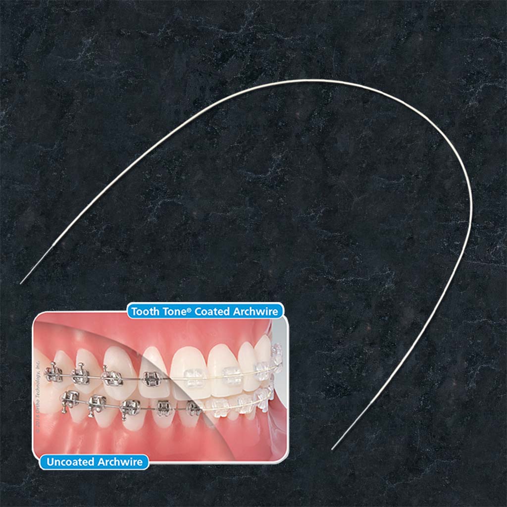 Ortho Technology Tooth Tone Coated Stainless Steel Full Form Archwire, Lower .020x.020",  10 pcs/pack